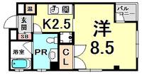 兵庫県神戸市中央区磯上通4丁目(マンション)の賃貸物件の間取り