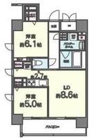 大阪府大阪市中央区東平1丁目(マンション)の賃貸物件の間取り