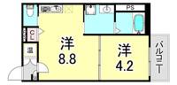 兵庫県神戸市長田区浪松町5丁目(マンション)の賃貸物件の間取り