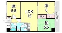大阪府大阪市中央区十二軒町(マンション)の賃貸物件の間取り