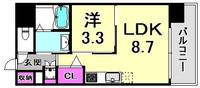 兵庫県神戸市兵庫区大開通8丁目(マンション)の賃貸物件の間取り