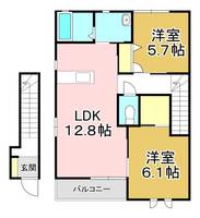 福岡県直方市大字上頓野(アパート)の賃貸物件の間取り