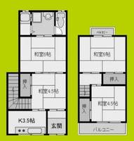 大阪府大阪市平野区瓜破1丁目(一戸建)の賃貸物件の間取り