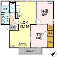 グランディールA棟205の間取り