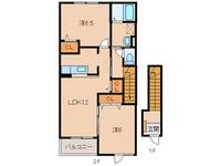 和歌山県岩出市西国分(アパート)の賃貸物件の間取り