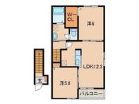 和歌山県岩出市根来(アパート)の賃貸物件の間取り