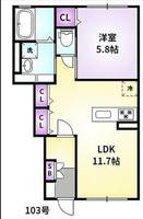 チェ—ロ セレーノ102号の間取り