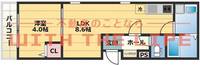 THE NOBLES(ザノーブルス)六ツ門102号の間取り