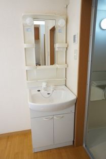 ぐりーんすくえあの独立洗面台あります!隣は洗濯機置場があります