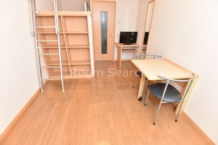 レオパレスグラシアスのテレビ、姿見鏡、机折り畳み式、ベット下収納